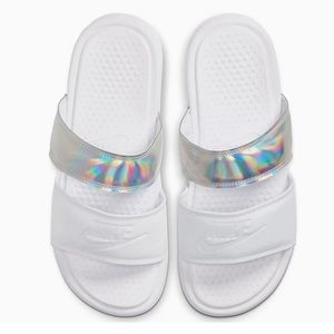 New Nike Benassi Silver and White Slide!